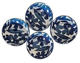 Four (4) ONEMORE ~ Navy &amp; White ~ 10 Oz. ~ Durable Ceramic Bowls ~ Stackable (5) - £22.42 GBP