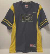 Michigan Wolverines Vintage Ncaa Big Ten Blue Yellow 90s Logo Pullover Shirt M - £27.20 GBP