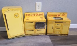 Wolverine Sunny Suzy Vintage Metal Kitchen Toy Set Stove Refrigerator Sink  - £52.49 GBP