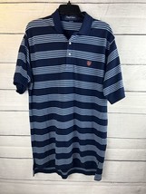 Polo Golf Ralph Lauren Polo Shirt Blue Striped Cotton Size Large Mens - £14.69 GBP