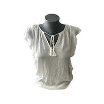 Women&#39;s White Top Short Flutter Sleeve Liverpool Los Angeles Size Small - £19.71 GBP