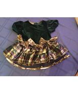 Wintern Size 2T Bonnie Jean dress green velvet plaid holiday new - $18.59
