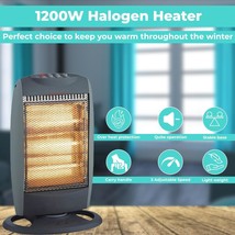 1200W Portable Halogen Heater Instant Heat With 3 Settings Oscillating Function - £22.69 GBP