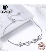 BISAER Cute 925 Sterling Silver Cat / Dog Paw-Print Theme Chain Link Bra... - £18.87 GBP