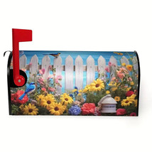Bluebirds and Flowers Standard Size Mailbox Cover / Wrap - 21 x 18&quot; - £7.60 GBP