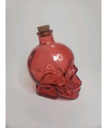 Glass Skull Head Apothecary Bottle with Cork Stopper Red Halloween - £16.87 GBP