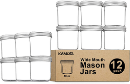 Wide Mouth Mason Jars 10 OZ, 10 OZ Mason Jars Canning Jars Jelly Jars with Wide  - £27.25 GBP