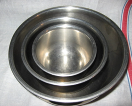 VTG Vollrath-Nesting Mixing Bowls-Set of 3-Stainless-1950&#39;s-WI USA - $24.00