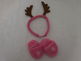 American Girl Reindeer Pajamas Christmas Headband + Slippers - £12.70 GBP