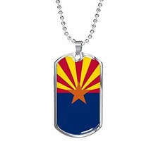 Express Your Love Gifts Arizona State Flag Necklace Engraved 18k Gold Dog Tag w  - $69.25