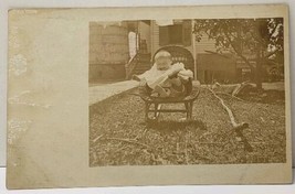 RPPC Baby in Wicker Rocking Chair Photo c1906 Postcard D20 - $5.99