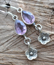 Sterling silver amethyst earrings, amethyst earrings, gemstone, purple E591 - £19.65 GBP