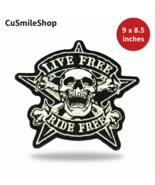 Large LIVE FREE RIDE FREE Skull &amp; Bones Star Embroidered Patch 9 x 8.5 I... - €29,60 EUR