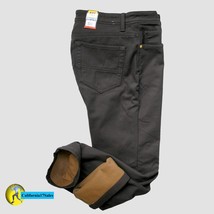 CAT Mens Work Fleece Lined Pants Brown Canvas Size 34 x 30 Insulated - £39.66 GBP