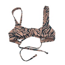Xhilaration Bikini Top String Lace Up Tiger Stripe Brown Black XS - £3.98 GBP