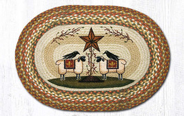 Earth Rugs OP-300 Sheep &amp; Barn Star Oval Patch 20&quot; x 30&quot; - £39.46 GBP