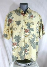 Tommy Bahama Pale Yellow Floral Aloha Hawaiian Vented Back Shirt Mens Size Large - £31.96 GBP