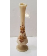 Fenton Cream Custard Satin Glass Hand Painted Flower Vase 10.5&#39;&#39; Artist ... - £21.89 GBP