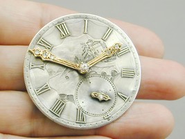 Ornate Pocket Watch Dial Clock Pin Pendant 14k Diamonds Ornate Engraving... - £478.81 GBP