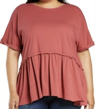 NWT Caslon Floaty Peplum Jersey Top In Red Earth Size S - £9.32 GBP