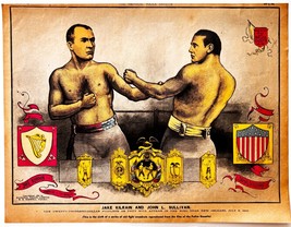1950 Jake Kilrain John Sullivan Boxing Police Gazette Plate Print Sports... - $34.99