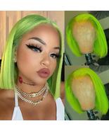 13×4 Lace Front Wigs Short Bob Wigs Green Colored Wig Virgin Human Hair ... - €190,09 EUR