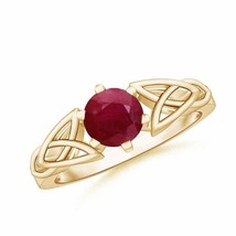 ANGARA Solitaire Round Ruby Celtic Knot Ring for Women, Girls in 14K Solid Gold - £713.20 GBP