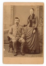 Antique Circa 1880s Cabinet Card Lovely Older Couple in Victorian Era Clothing - £9.60 GBP