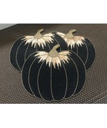 (4) Nicole Miller Black Gold Beaded Charger Pumpkin Halloween 15”~New~ - $89.99