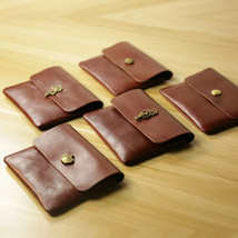 Vintage Genuine Calf Leather Hand-Made Small Wallet Coin Purses Card Cha... - £14.93 GBP