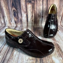 Clarks Unstructured Un Loop Size 7W Burgundy Patent Leather Shoes Loafers Flats - £22.38 GBP