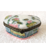 BENAYA Hinged Porcelain Trinket Box JP &#39;O6 Flowers Floral - £17.52 GBP