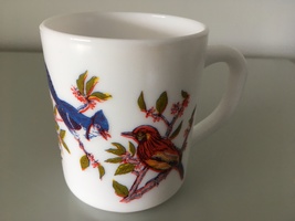 Arcopal Birds Mug (Vintage French Milk Glass) - £13.68 GBP