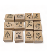 2001 Stampin Up’ Assorted Mounted Rubber Wood Stamps Set Of 12 - $15.52