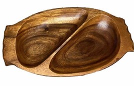 Vintage  Wood Serving Tray Dish Candy Shaped Made In The Philippines - £11.10 GBP