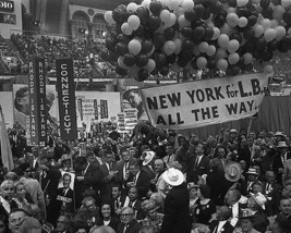 Delegates with Lyndon Johnson sign at the 1964 Democratic Convention Photo Print - £6.96 GBP+