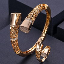 Janekelly  Unique African Bangle Ring Set Jewelry Sets For Women WeddingCubic Zi - £53.73 GBP