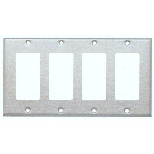 Primary image for 4-Gang Decora Rocker GFCI Stainless Steel Wall Plate Cover