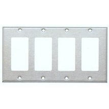 4-Gang Decora Rocker GFCI Stainless Steel Wall Plate Cover - £5.40 GBP
