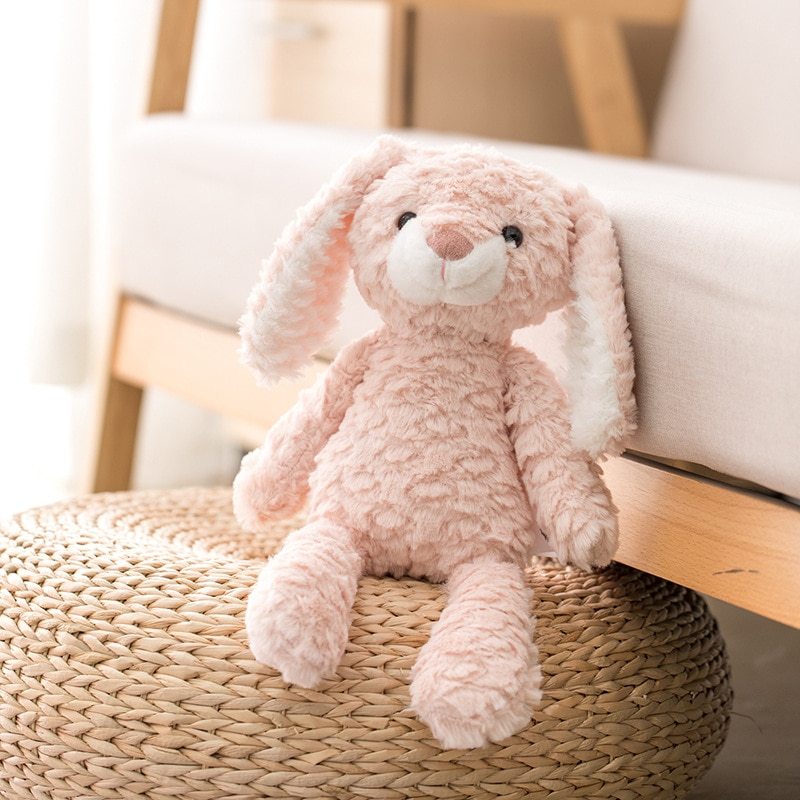 Soft Long legs baby appease toy Pink Bunny Grey Teddy Bear Stuffed doll - pink b