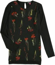 Vince Camuto Georgette Long Sleeve Hi-Lo Floral Blouse Top, Black, XS - £22.93 GBP