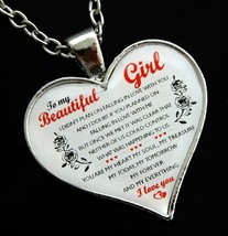 To My Girl Beautiful Daughter Mother Father Valentines Mothers Day Gift Necklace - £7.50 GBP