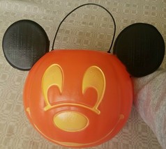 Halloween Trick or Treat Pumpkin Bucket Orange Mickey Mouse Blow Mold Disney - £11.59 GBP