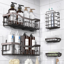 5-Pack Rustproof Stainless Steel Shower Caddy – No Drill Adhesive Bathro... - $39.30