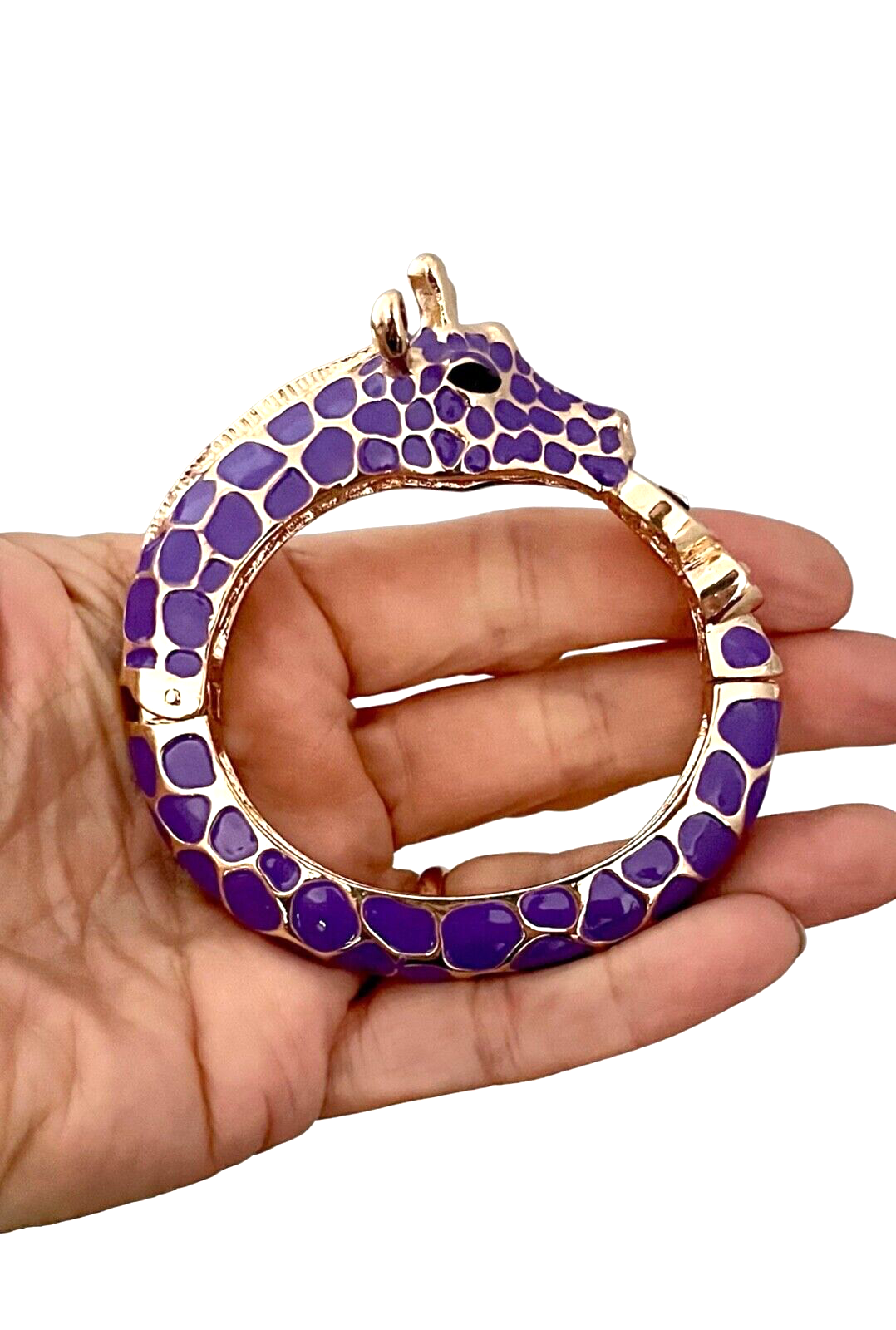 Primary image for Purple Lavender Enamel Clear Rhinestone Statement Bangle Giraffe Bracelet
