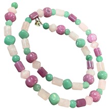 Jay King Beautiful 24” Sterling Jade Aventurine Rose &amp; Lavender Quartz N... - $95.00