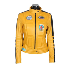 The Bride Kill Bill Uma Thurman Biker Yellow Women Leather Jacket - £30.66 GBP+