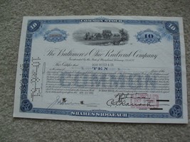 Vintage 1951 Stock Certificate B&amp;O Railroad Company 10 Shares - £18.15 GBP