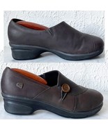 Keen Mora Brown Leather Button Accent Slip On Loafers - Women&#39;s 8 #1014106 - $40.80