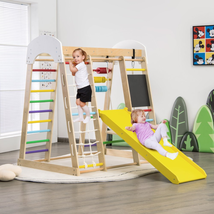 Kids Indoor Playground 8-in-1 Climber Playset Climbing Gym Slide Wood Mu... - $306.65